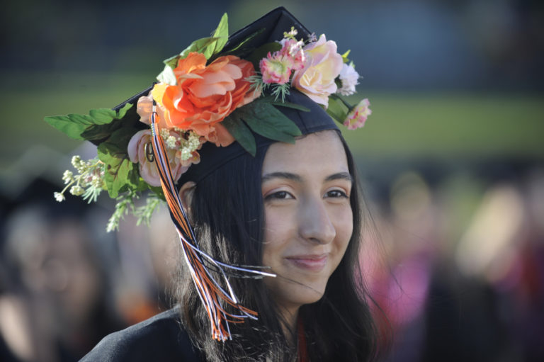 A Washougal High School class of 2019 graduate displays her artistic talent with a custom graduation cap.