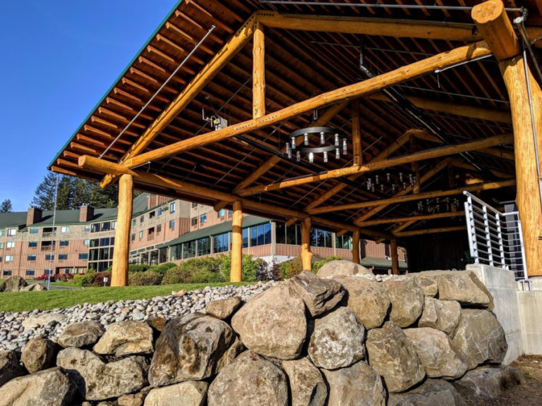 (Contributed photo courtesy of Skamania Lodge) The view of the new Riverview Pavilion with Skamania Lodge in the background.