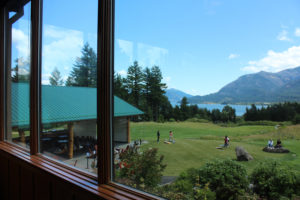 The new Riverview Pavilion at Skamania Lodge (left) is seen here from the windows of the Columbia River Gorge lodge's main dining room. The $1.5 million pavilion opened in May for group events. (Kelly Moyer/Post-Record)