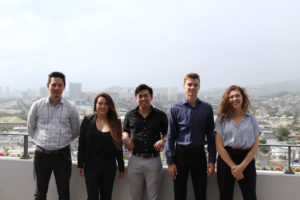 Kendra Horvath (far right), a student at the University of Hawaii and Camas High School alumna, poses for a picture with her G-Trainer LLC co-workers Jason Chan (far left), Jillian Kuba, Austin Yoshino and Everett Amundson. (Submitted by Kendra Horvath)