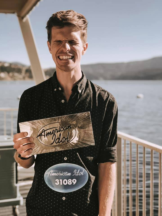 Vancouver pianist and singer Mac Potts holds his "Golden Ticket" after auditioning for "American Idol" in the fall of 2018.