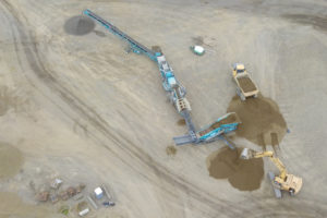 A drone photo taken in mid-July shows equipment connected to what Gorge advocates say is an illegal rock-crushing operation at a Washougal mine in the Columbia River Gorge National Scenic Area. (Courtesy of Friends of the Columbia Gorge)