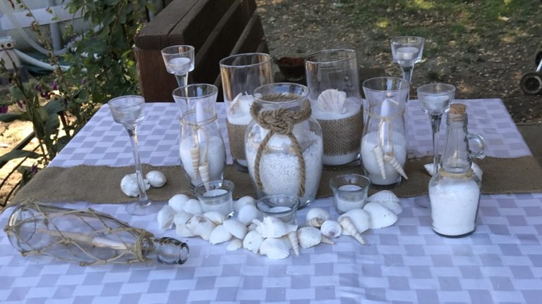 A selection of Heather Farris' custom-designed candle holders sit on a table at her Washougal home.