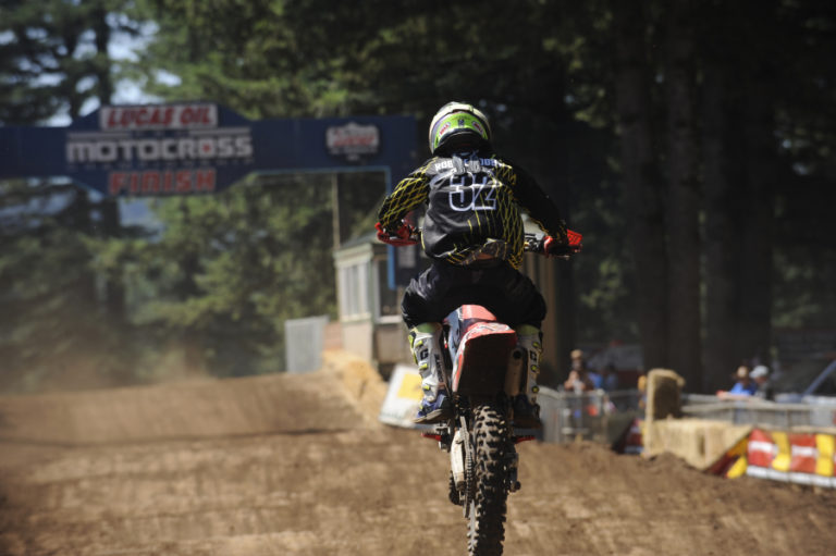 A motocross rider competes at the Washougal MX Park on July 31, 2019.