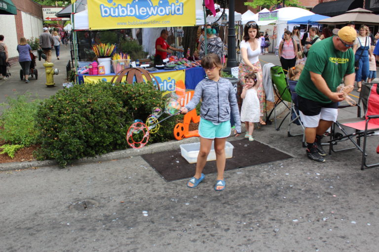 The Bubbleworld tent was popular with children during Camas Days on Saturday, July 27.