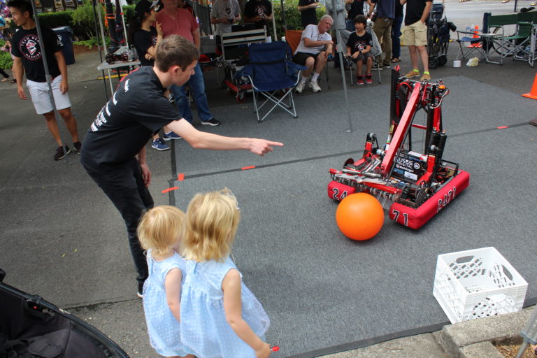 Team Mean Machine, a robotics team comprised of Camas, Washougal, Discovery and Hockinson high school students, performed a number of demonstrations during Camas Days on Saturday, July 27.