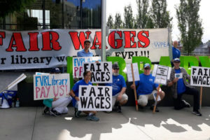 Fort Vancouver Regional Library employees participate in a rally at Vancouver Community Library on July 29. (Contributed photos courtesy of Dana Hoffman)