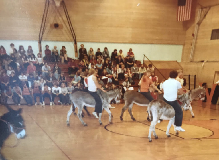 George Cass played in a donkey basketball game in the mid 1980s to raise money for the Washougal School District.