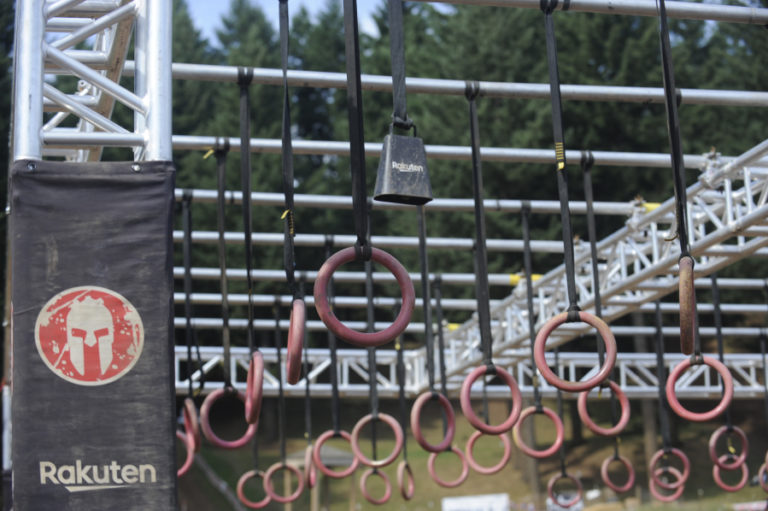 This swinging ring obstacle tends to be one of the toughest for Spartan racers to get through on rainy race days.