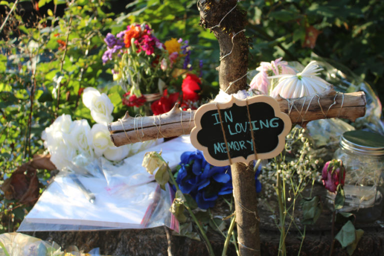 A second memorial, this one by the side of Lacamas Lake, has messages of love for Anthony Huynh.