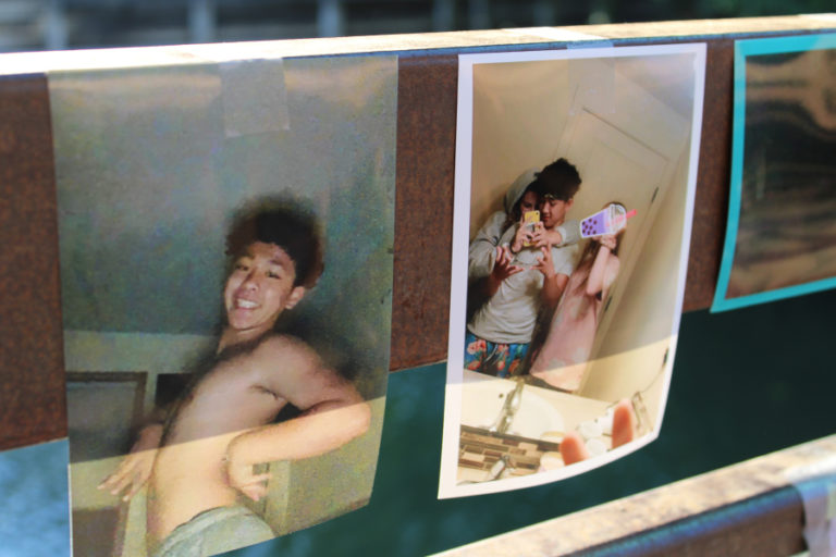 (Photo by Kelly Moyer/Post-Record) Friends and family of Anthony Huynh have created two memorials on and near the Camas pedestrian bridge spanning Lacamas Lake to remember the 14-year-old Vancouver boy, who drowned in Lacamas Lake on Aug.