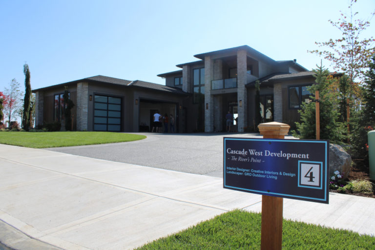 One of two homes by Cascade West Development in the 2019 NW Natural Parade of Homes at Dawson&#039;s Ridge in Camas, &quot;The River&#039;s Point&quot; features an open floor plan and views of the Portland skyline.