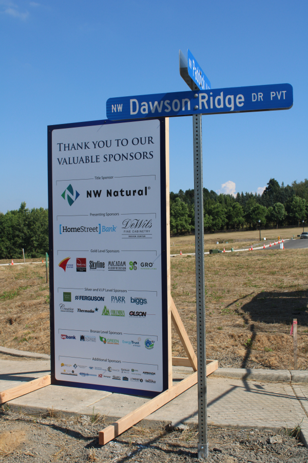 A sign at the 2019 Parade of Homes, located in Dawson's Ridge, a gated-community in Camas, thanks this year's Parade sponsors.
