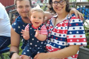 Aimee Martin (right), daughter of Washougal resident Angie Uhler (not pictured), sits with her husband, Michael, and son, Hunter. (Contributed photo courtesy of Angie Uhler)