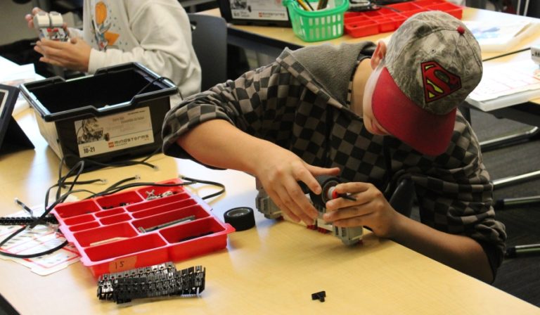 Donovan Crow works on a project during a Club 8 robotics group session on Thursday, Sept. 12 at JMS.