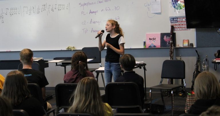 Sidney Schindewolf sings during a Club 8 Sound Stage session on Thursday, Sept. 12 at JMS.