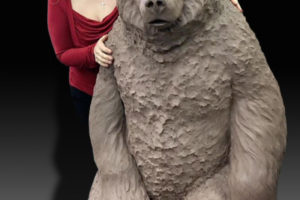 Heather S?derberg, an artist from Cascade Locks, Ore., stands by her bear sculpture, which will be sited in downtown Washougal in October. The Washougal Arts and Culture Alliance fundraised for more than a year to purchase the $30,000 bronze bear sculpture. (Contributed photo courtesy of Rene Carroll)