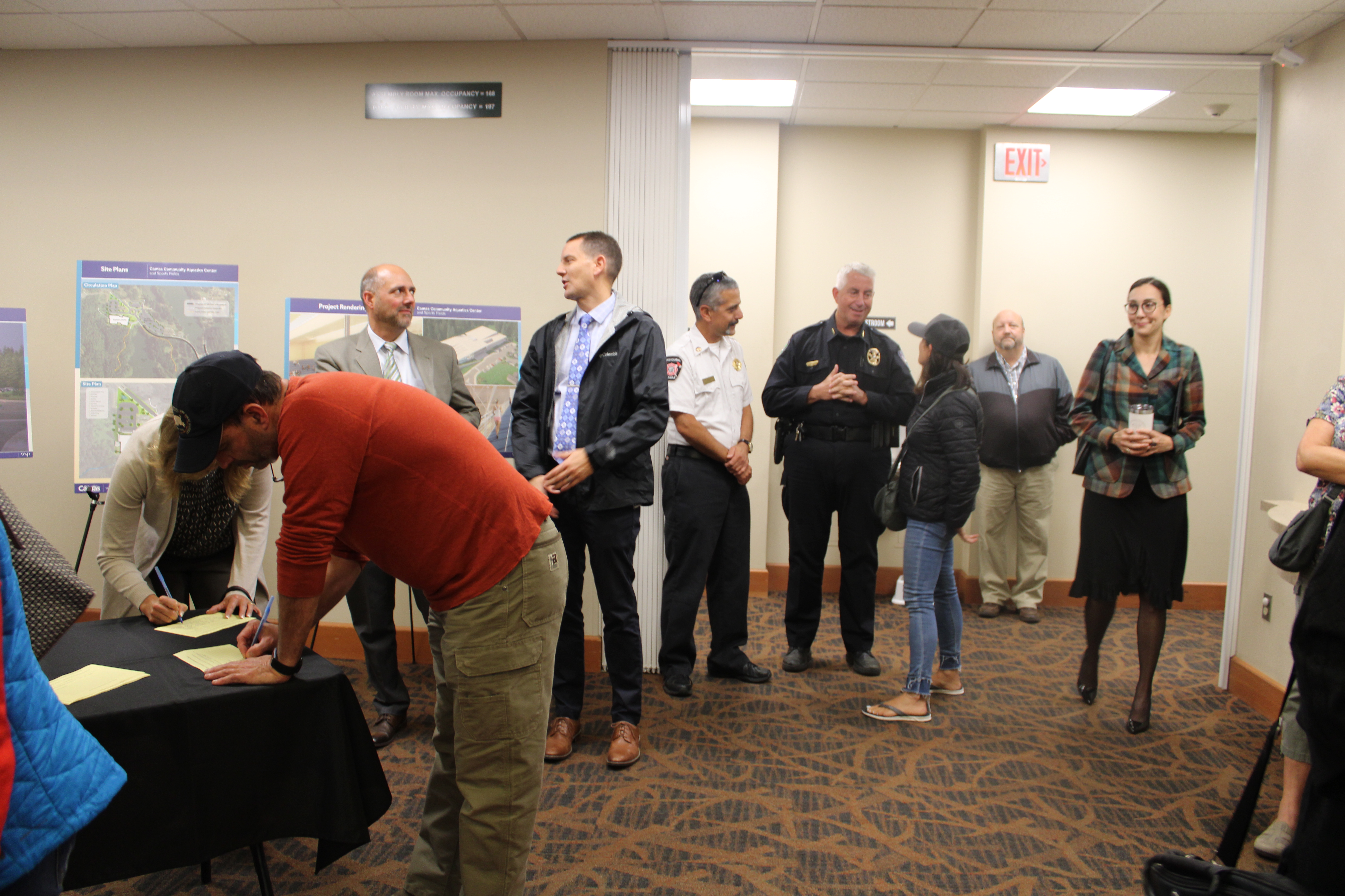 Community members fill out question cards at the 2019 Camas State of the Community address, held Sept. 19 at Lacamas Lake Lodge. 