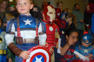 Green Lantern attends a superhero-themed First Friday in downtown Camas in October 2015.