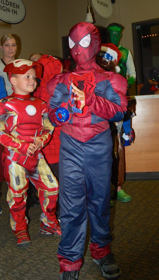 Spider-Man visits downtown Camas during a 2015 superhero-themed October First Friday celebration.