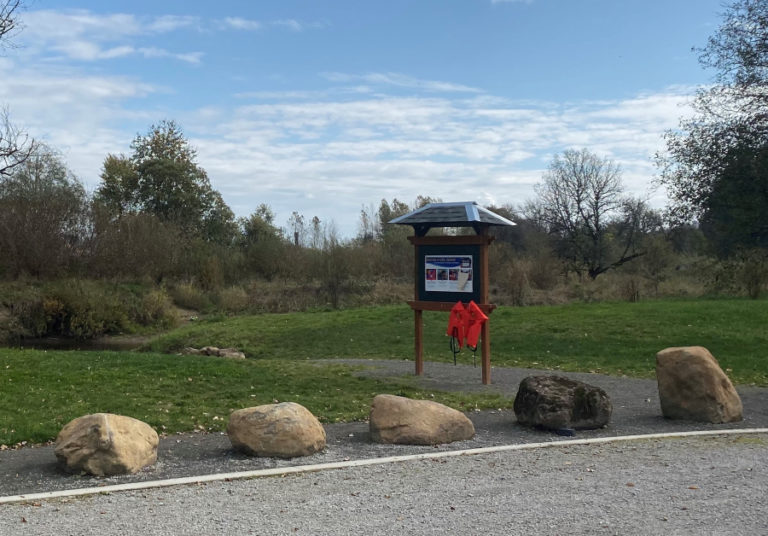 The John Pollock Water Trail Park in La Center offers a kayak launch, public parking, picnic tables and a lifejacket station with loaner jackets for paddlers who forget to bring their own.