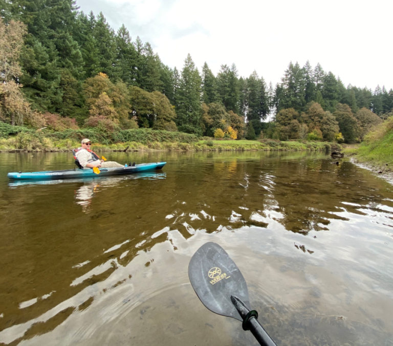 My partner, Andy, and I deal with shallow waters on the East Fork Lewis River near La Center on Oct.