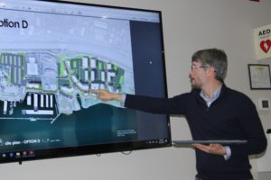 Matt Brown of Portland-based YBA Architects talks about "Option D" for the Port of Washougal's Waterfront at Parker's Landing development at the Port commissioners' Oct. 22 meeting.