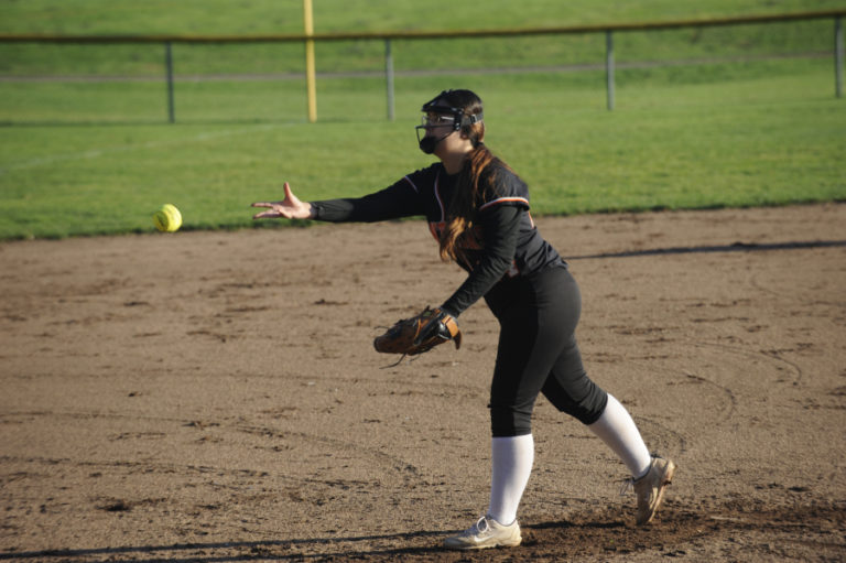 Washougal High School sophomore Peyton Robb swings at a pitch during the Panthers&#039; 9-5 win over Mark Morris High School on Oct. 23.