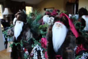 Kelly Moyer/Post-Record 
 This year's batch of handmade "Sandy's Santas" stand ready for their debut the two-day Washougal United Methodist Church Holiday Bazaar, set for this Friday and Saturday, Nov. 8-9. The Santas usually sell out on Friday night, so interested buyers should plan to get to the bazaar early. (Contributed photo courtesy of Sandy Havrelly)