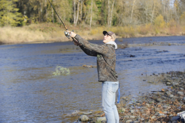 Washougal High School senior Brevan Bea focuses on making a perfect cast while unwinding for a few hours of fishng fun on Nov. 11.