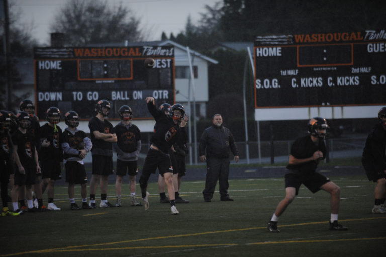 Washougal High School senior quarterback Dalton Payne throws during a practice session on Nov. 18. &quot;I believe in our guys, and it&#039;s pretty awesome to be in this position,&quot; Payne said.
