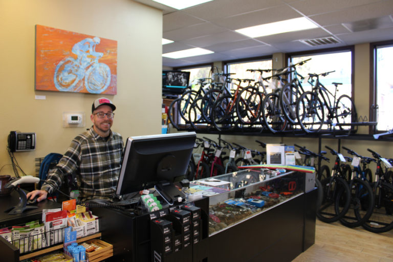 Kelly Moyer/Post-Record 
 Jeff Cary, owner of Camas Bike and Sport, works inside his downtown Camas bike shop on Friday, Nov. 22. The shop will participate in this weekend&#039;s &quot;Little Box Friday&quot; and &quot;Shop Small Saturday&quot; holiday shopping events.