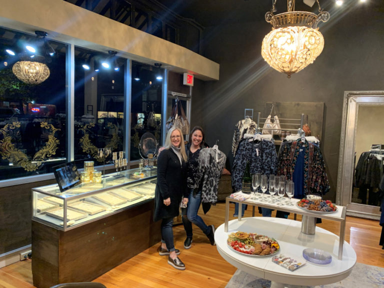 Amy Mason (left) and Jennifer Lehner (right) shop inside Lily Atelier during a Hockinson After Hours event on Nov. 21. The Camas women's clothing and accessories retailer will take part in the Little Box Friday and Shop Small Saturday events taking place this weekend in downtown Camas.