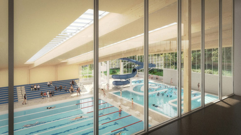 An illustration shows what the &quot;aquatics&quot; portion of the proposed Camas Community and Aquatics Center may have looked if voters had approved a $78 million bond proposal in the November 2019 general election.