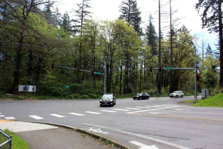 Drivers move through an increasingly busy intersection at Northeast Lake Road and Northeast Everett Street in Camas. City leaders say the intersection &quot;is at or near failure&quot; and must be redesigned to accommodate traffic and make the area safer for pedestrians and bicyclists.