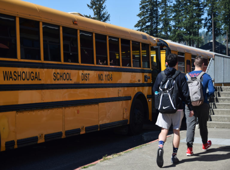 (Post-Record file photo) Washougal students line up for their school buses in 2018.