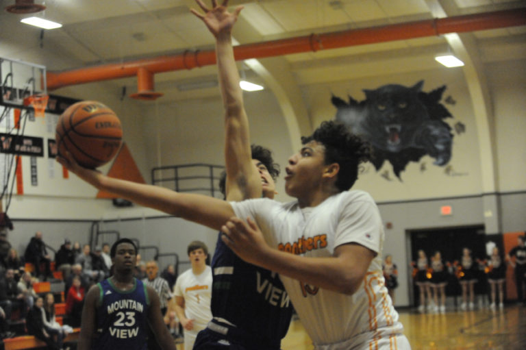 Washougal High School senior Brevan Bea elevates on his way to a layup against Mountain View High School on Dec. 9.
