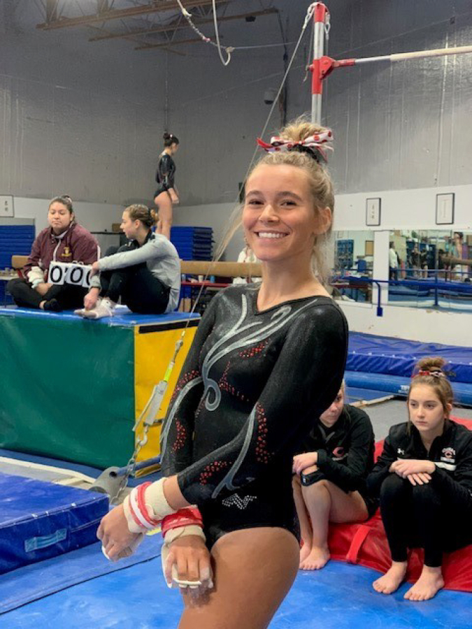 Junior Katerina Baden has been a successful club gymnast for years, and this season became a member of the Camas High School team.