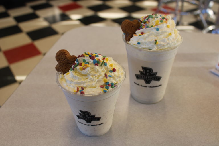 The seasonal Gingerbread Shake from Burgerville uses gingerbread cookies from Karen and Peter Wood’s company McTavish Shortbread.