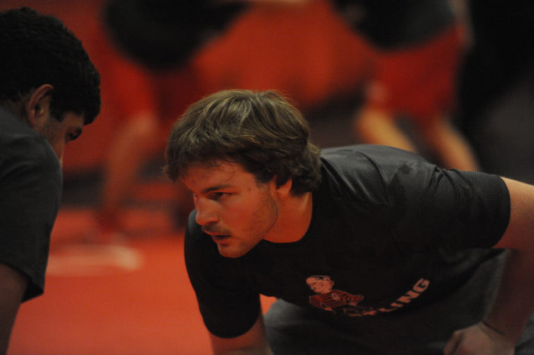 Camas High School senior Colby Stoller works on his technique at an early-season practice session.