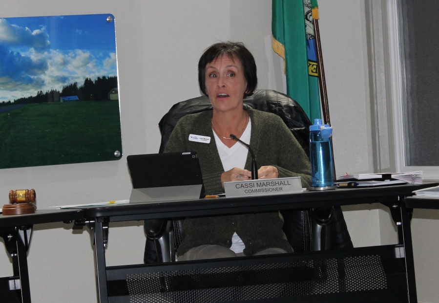 Port of Camas-Washougal commissioner Cassi Marshall speaks during a commissioners' meeting Jan. 6.