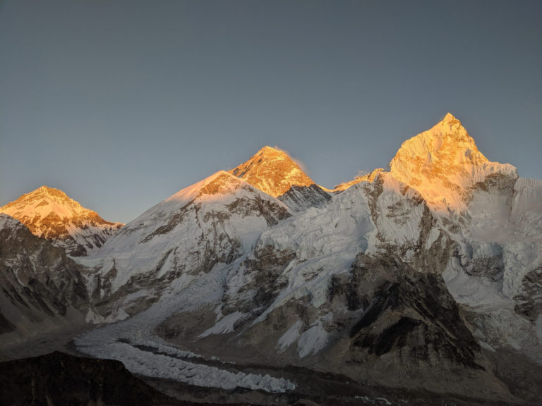 The sun shines on the tallest mountain in the world. The Mount Everest base camp was the half ay point on Camas resident Scott Loughney&#039;s 400-mile record-breaking adventure in Nepal.