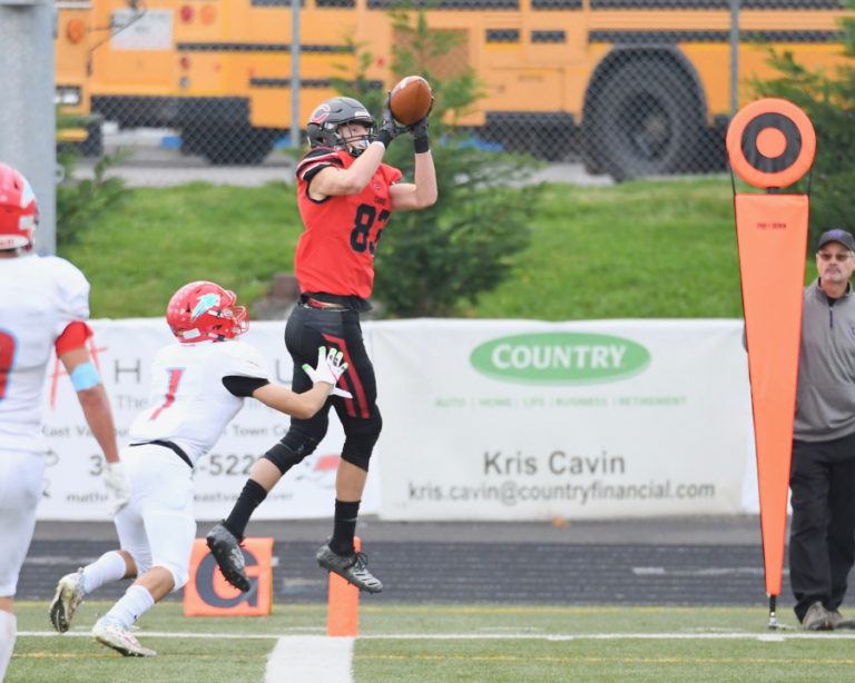 This is one of Kris Cavin&#039;s favorite pictures from the Camas football team&#039;s state championship season. He not only captured Jackson Clemmer&#039;s catch, but perfectly framed his own business logo in the end zone.