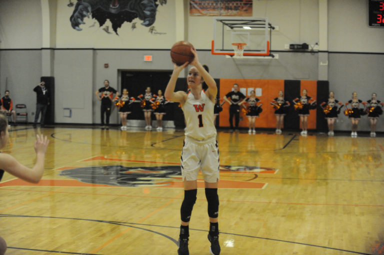 Washougal sophomore Jaiden Bea launches a 3-pointer against visiting Port Angeles on Jan. 25. Bea has been one of the leading scorers for the Panthers all season.