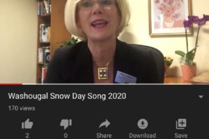 Washougal School District superintendent Mary Templeton announces school closures with a song on a video posted to the district's social media channels on Jan. 16.  (Kelly Moyer/Post-Record)