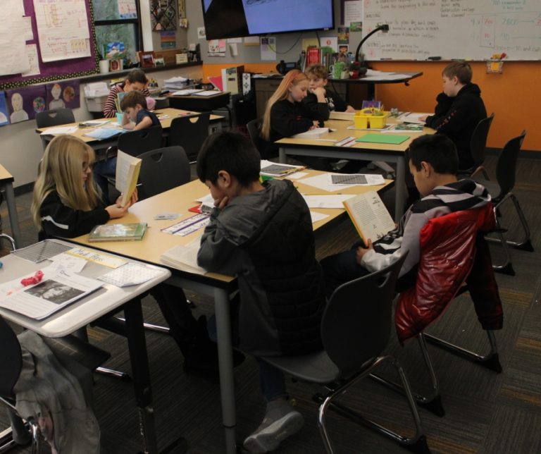 Columbia River Gorge Elementary School students read during class on Feb. 6.