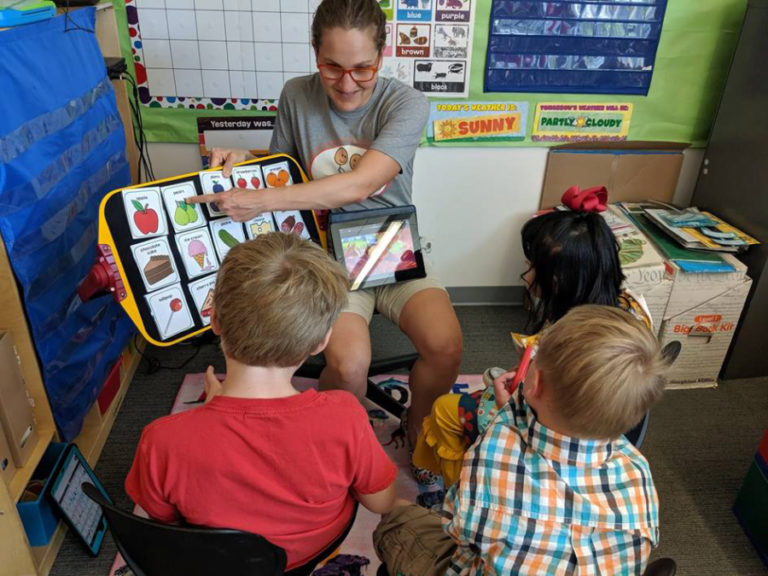 Amy Campbell, a special needs educator at Helen Baller Elementary School, teaches children on the first day of the 2019-20 school year. Campbell is the 2020 Washington Teacher of the Year.