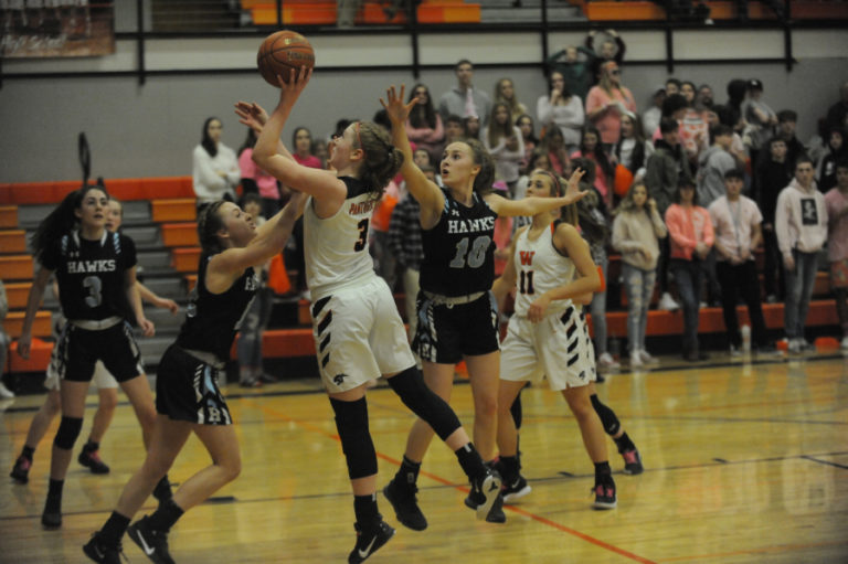 Washougal High School sophomore Savea Mansfield makes a fast-break bucket during the Panthers&#039; 2A District 4 tournament game against Hockinson on Feb. 14.