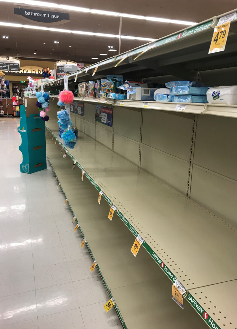 The Camas Safeway was completely out of toilet paper on the evening of Friday, March 13.