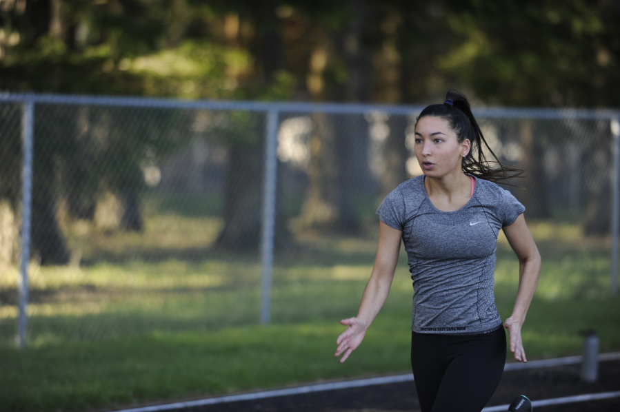 Camas senior Corine Haack sprints during a practice session at Cardon Field on March 12. (Wayne Havrelly/Post-Record)